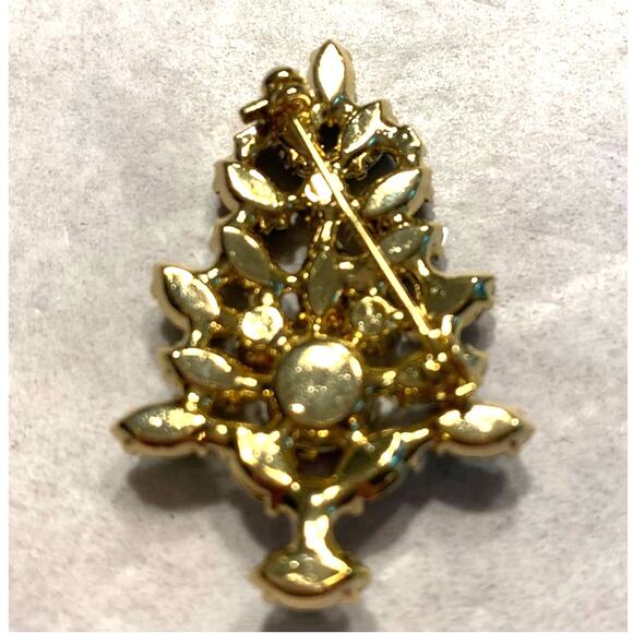 Rhinestone Christmas Tree brooch festive multicolor holiday pin fashion jewelry - Picture 4 of 5